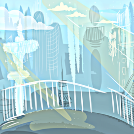 озаренный светом город