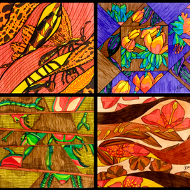 Платки с цветами и насекомыми