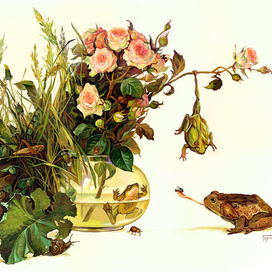 Натюрморт с лягушками