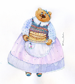 Бабушка-мишка с тортиком для внука