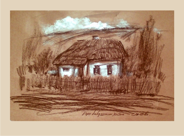 Прабабушкина пра-хатка на фоне самой высокой горы на свете. Сватово