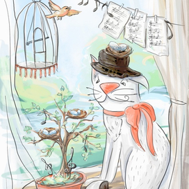 Кошка у окошка. Мелодии про весну