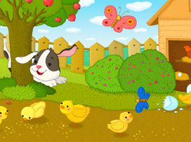 Щенок и курочка