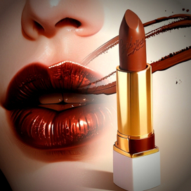 Иллюстрация красно-коричневой губной помады