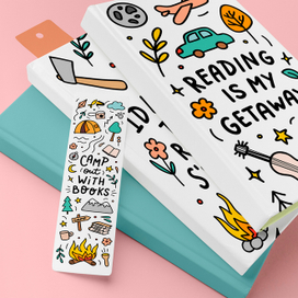 Дизайн для книжной закладки в стиле дудл