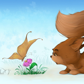 Любопытная белка.