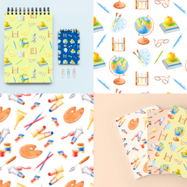 Коллекция паттернов для канцелярии Back to School