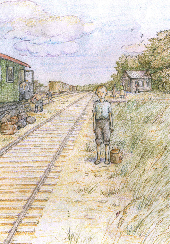 Поезд ушёл, и Митя остался один.