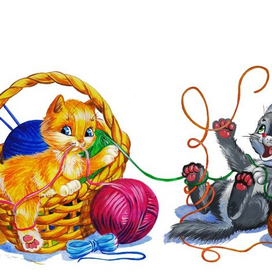 котята с клубочками