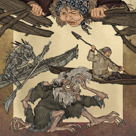 Иллюстрация к долганской сказке "Человек с берестяной лодкой"