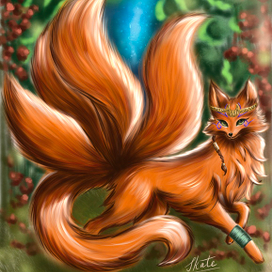 Тотемный персонаж Волшебной лисы для героини Лиги Мечтателей Броуддика , визуальные новеллы.