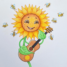Подсолнух и пчёлки