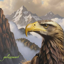 Орел на вершине горы