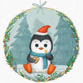 Пингвин. Новый год.