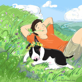 Летний портрет бультерьера