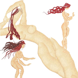 Три наброска кистями Паттерн Пенс