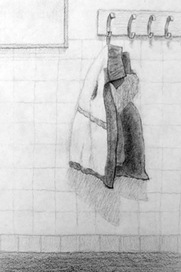 В раздевалке. Набросок. 