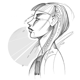 Девушка с косичками