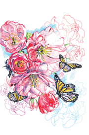 графика "Бабочки" - иммитация цветные карандаши