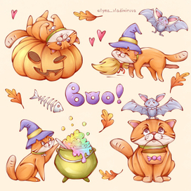 Стикеры «Кот и Хэллоуин»