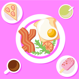 Flat иллюстрация завтрака