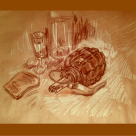 Украинский национальный натюрморт с ручной железной черепашкой