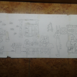 Эскиз Винни Пух, Пятачёк и Братец Кролик