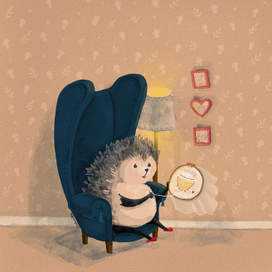 Ёжик-вышивальщик и баночка мёда