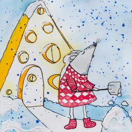 Сибирская мышка чистит снег