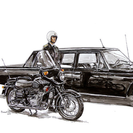 ЗИЛ-114 и мотоцикл Днепр-ЭС Эскорт-73 