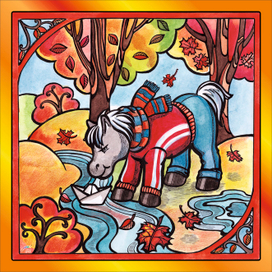 Принт к подушке на год лошади из серии "Времена года"