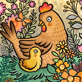 Курочка с цыплёнком