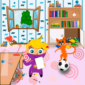 Иллюстрация к книге "A True Ninja Loves Tidiness".