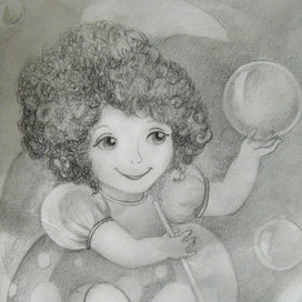 Фея мыльных пузырей (набросок карандашом)