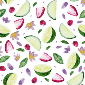 паттерн лайм клубника малина