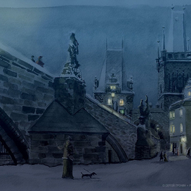 Прага снежным вечером