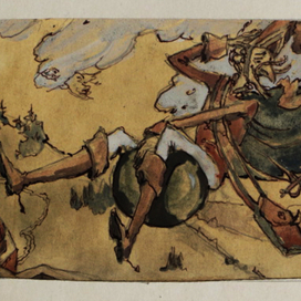 Иллюстрация к произведению Рудольфа Эриха Распэ "Приключения Барона Мюнхгаузена"