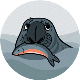 Ждун с рыбой во рту