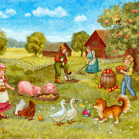 Ферма. Иллюстрация-обложка для игрового набора