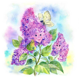 "Сирень" иллюстрация для майской странички "Цветочного календаря"