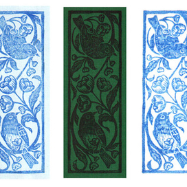 Линогравюры "Птицы на ветке"