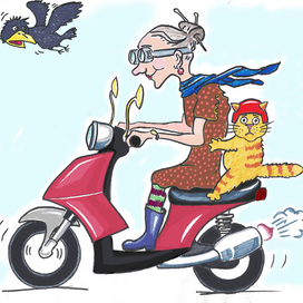 бабуся на скутере