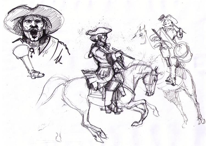 Бумажные солдатики. Барабанщик. Эскиз.