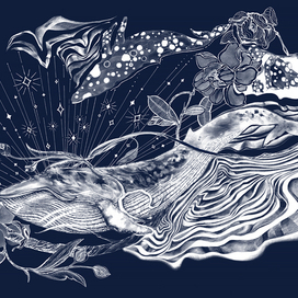 Киты (принт текстиль)