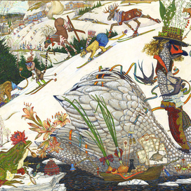 Лебедь Лентяй7 Буква "Л", из серии Азбука. 75х56 . Чердынь. 2014