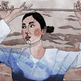 девушка с веревкой