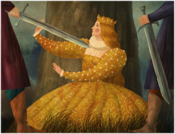 Иллюстрация к сказке "Сказка об Иване-царевиче, жар-птице и о сером волке" для сборника русских сказок издательства Лабиринт Пресс