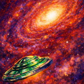 Полёт на фоне галактики