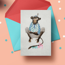 обезьянка открытка