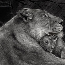 Львица со львёнком 